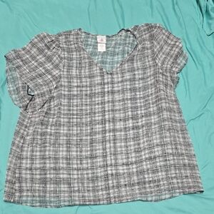 CAbi Women's Black and White Plaid Blouse